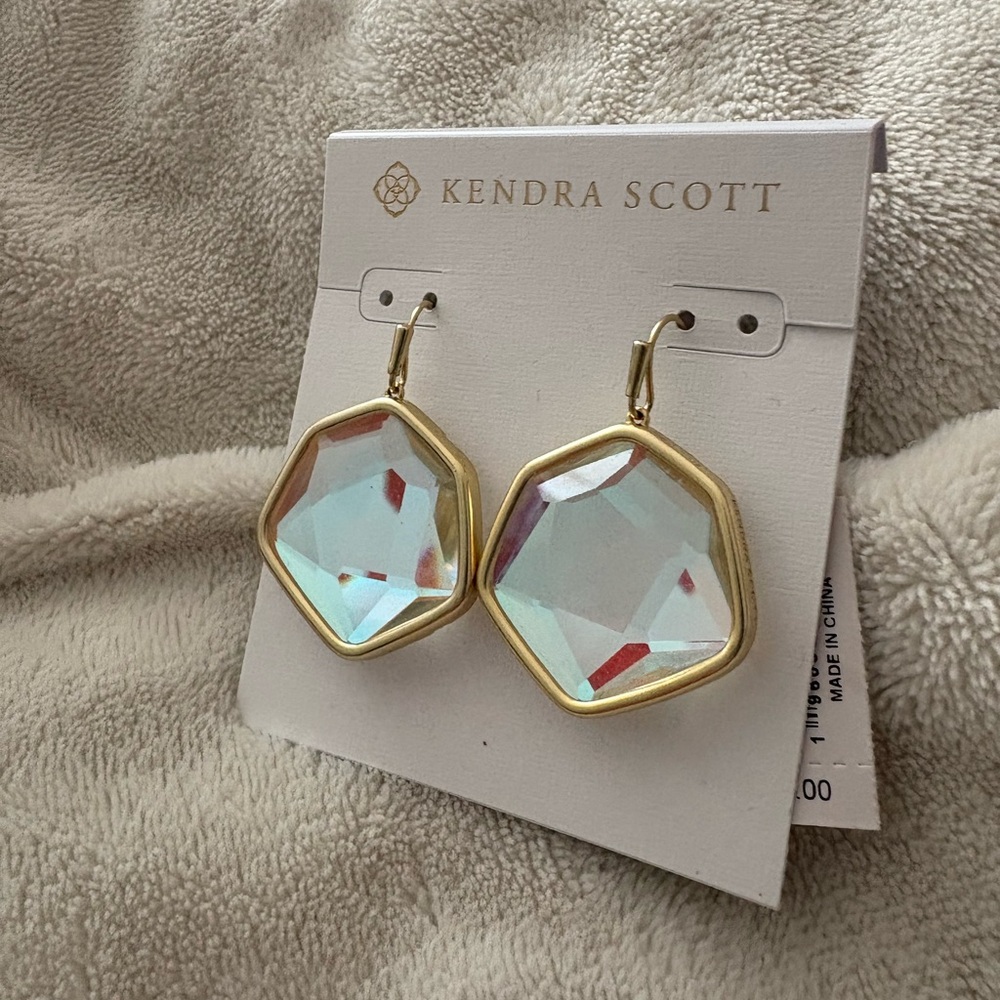 Kendra Scott Gold and Iridescent Hexagon Earrings